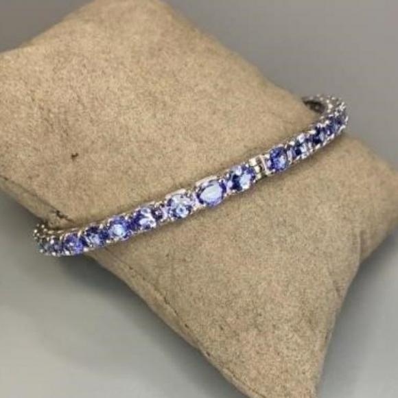 14CT GENUINE TANZANITE AND SILVER BANGLE - Picture 4 of 4